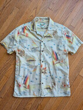 Urban Heritage Resort Men’s Button Up Hawaiian Shirt Short Sleeve L